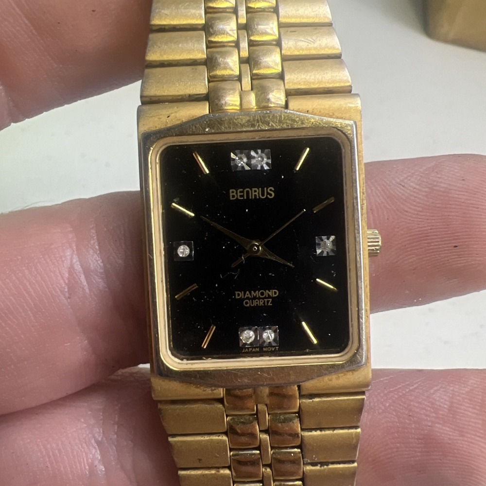 Vintage Benrus Watch Diamond Quartz Needs Battery As Is